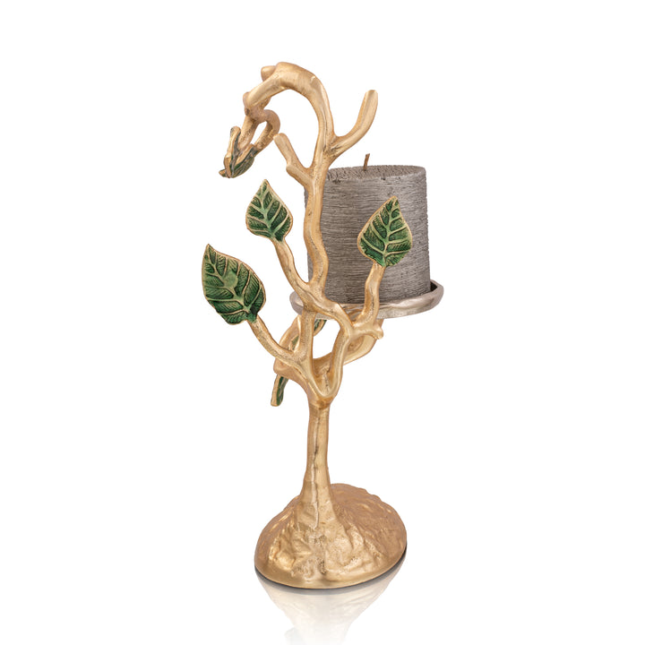 Antique Leaf Candle Holder, Medium