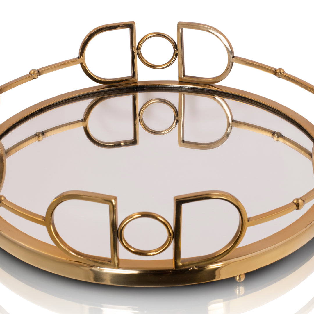 Mirror Glass SS Tray, Gold