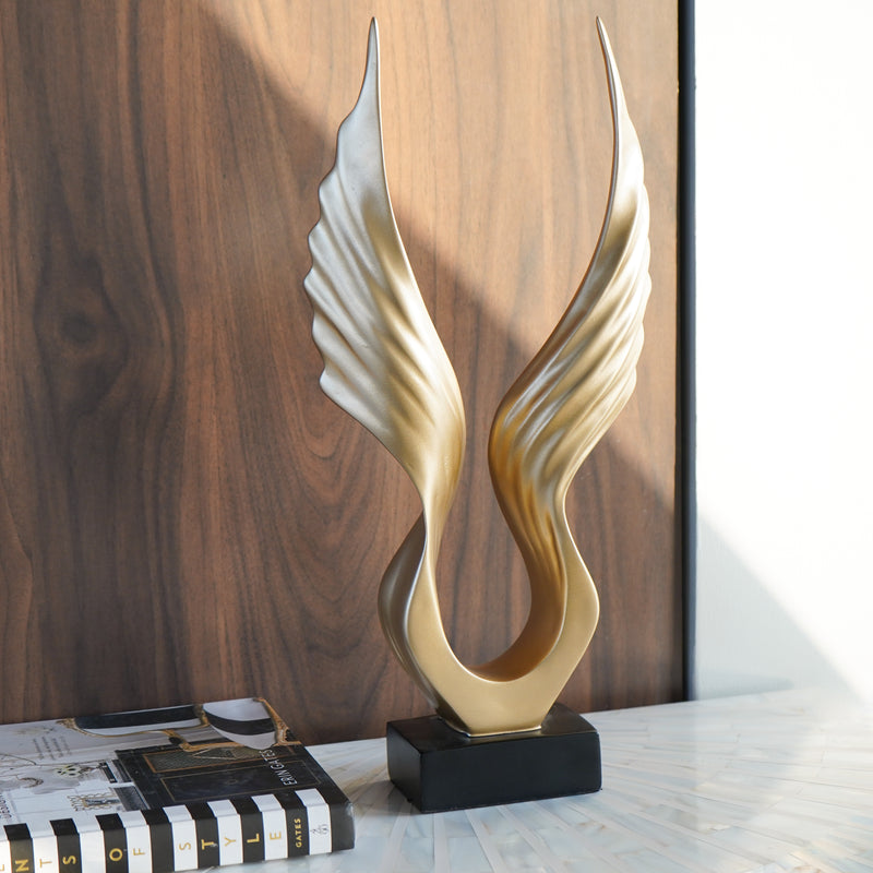 Gold Angel Wings Polyresin Figurine with Base