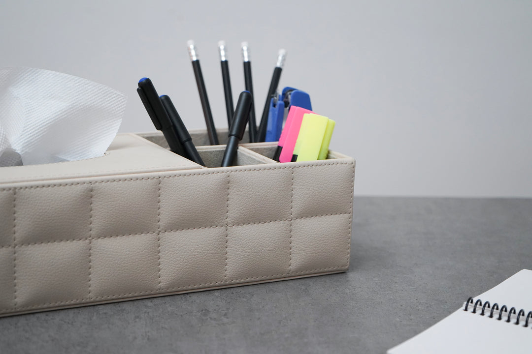 Multi-Purpose Organiser with Tissue Holder, Cream