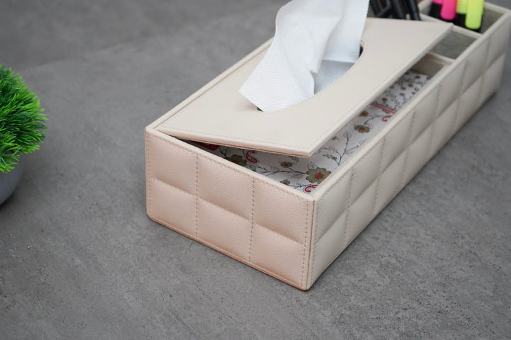 Multi-Purpose Organiser with Tissue Holder, Cream