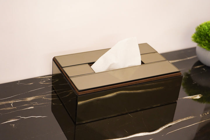 Mirror Glass Tissue Box, Brown