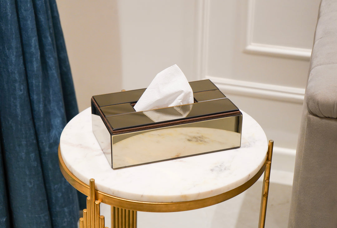 Mirror Glass Tissue Box, Brown