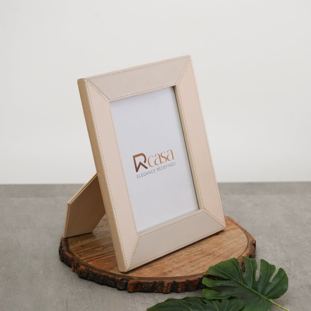 Beige Faux Leather 6 x 8" Photo Frame