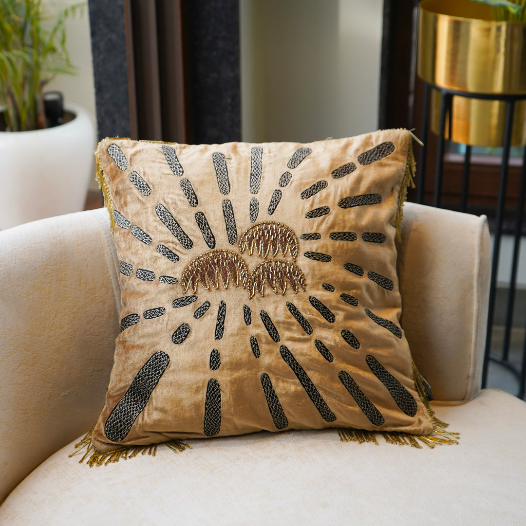 Yubatake Brown Velvet Material Cushion Cover 16x16 inch