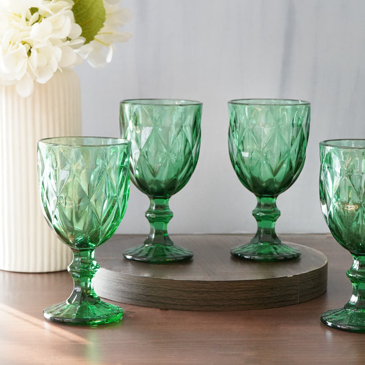 Tinted Luster Glasses, Green, Set of 6