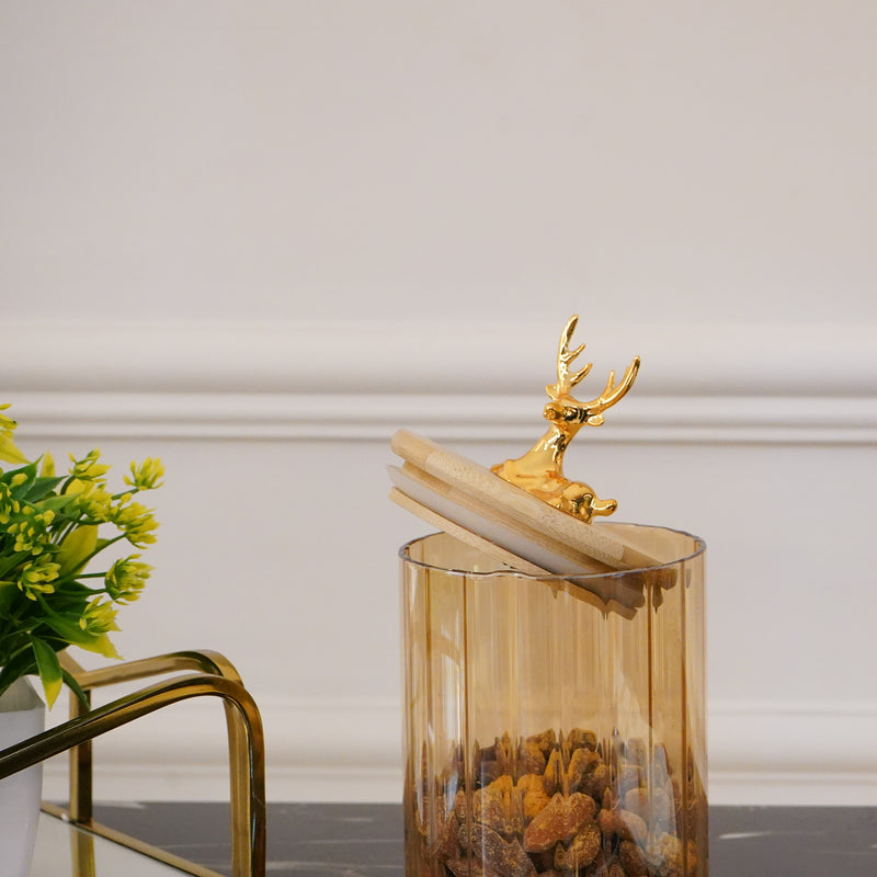 Gold Tinted Glass Jar with Airtight Lid, Medium