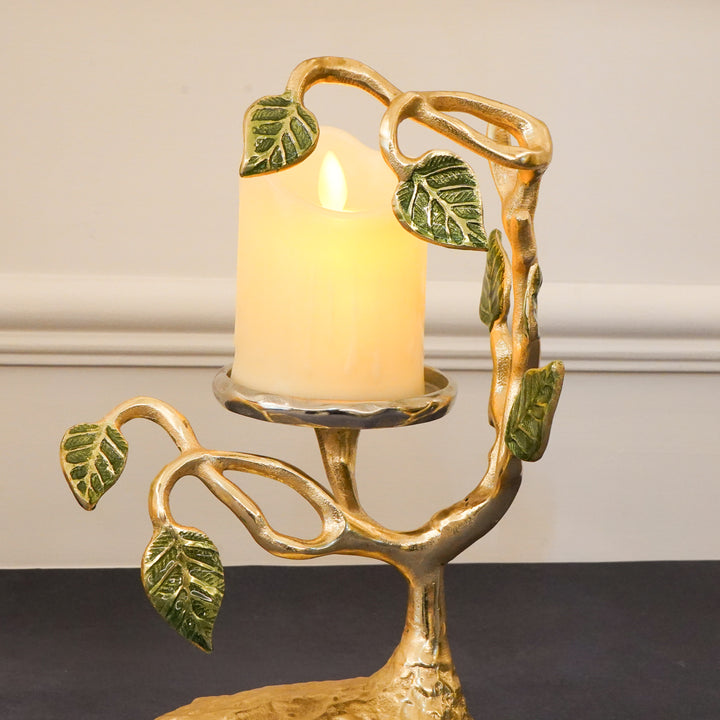 Antique Leaf Candle Holder, Medium