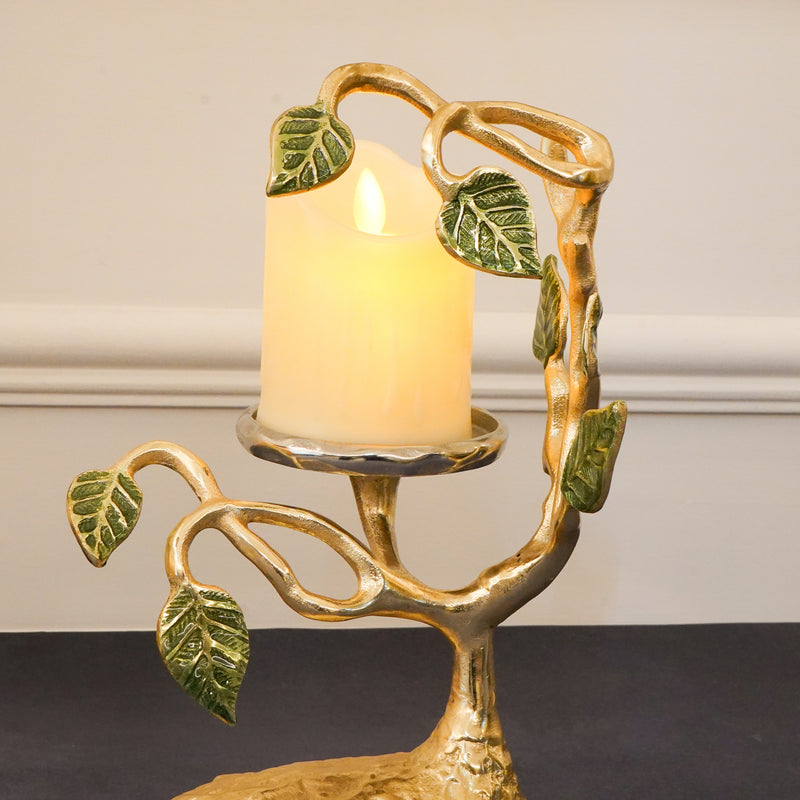 Antique Leaf Candle Holder, Medium