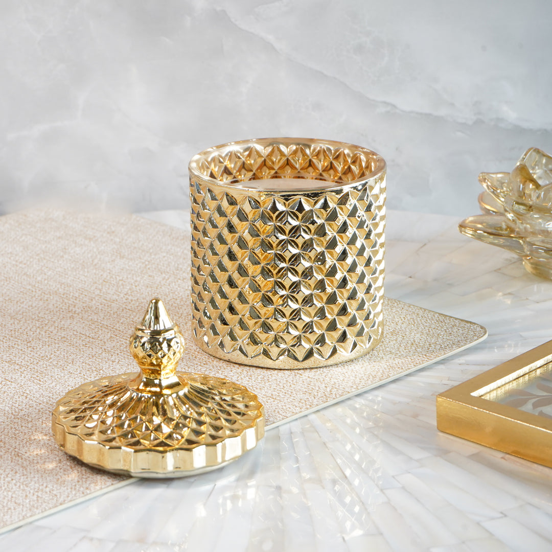 Gold Crystal Jar Scented Candle with Lid