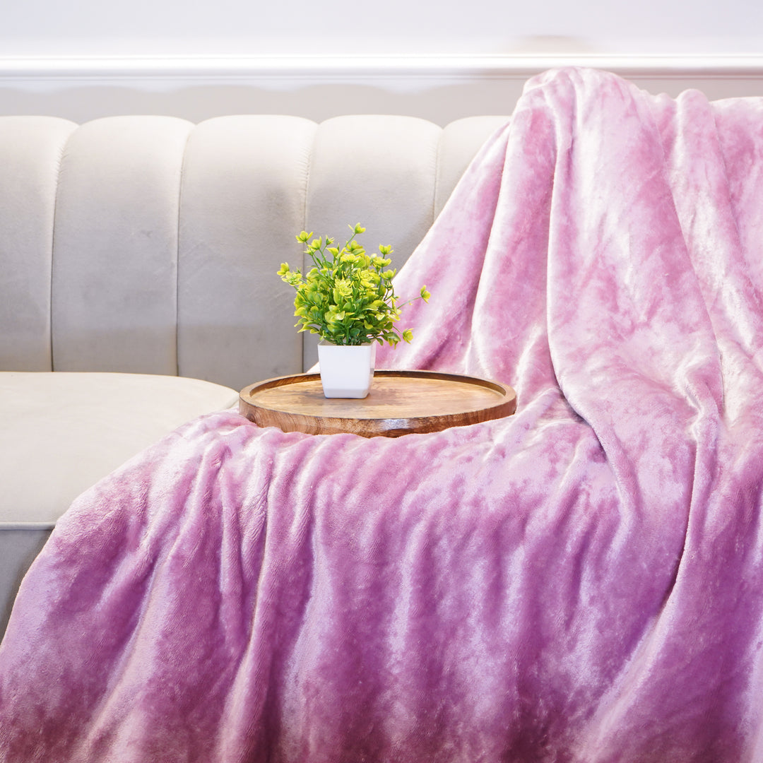 Pink Reversible Ultra-Soft Plush Sherpa Throw Blanket, Double Bed Size 90 x 100"