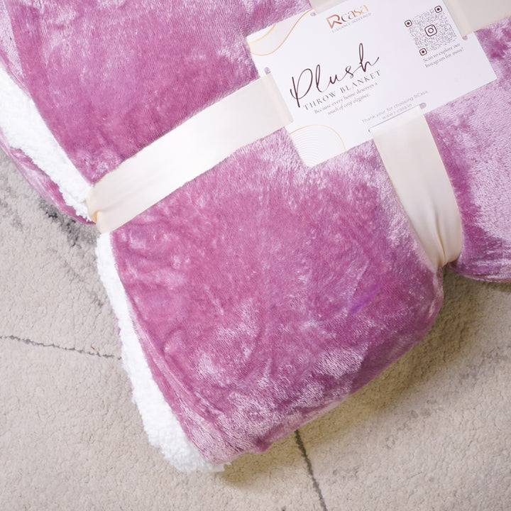 Pink Reversible Ultra-Soft Plush Sherpa Throw Blanket, Double Bed Size 90 x 100"