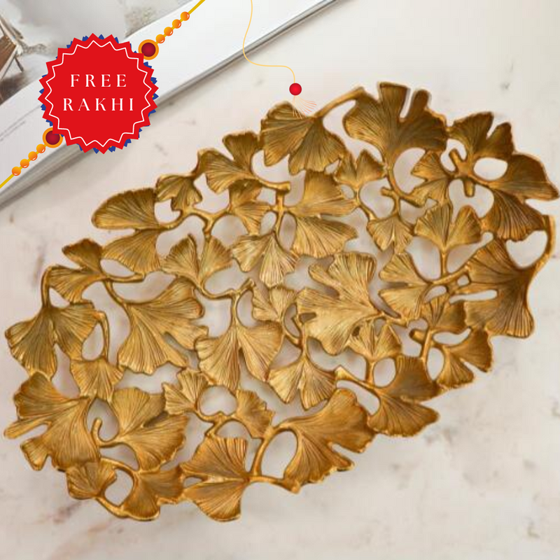 Gold Lotus Leaf Decor Tray