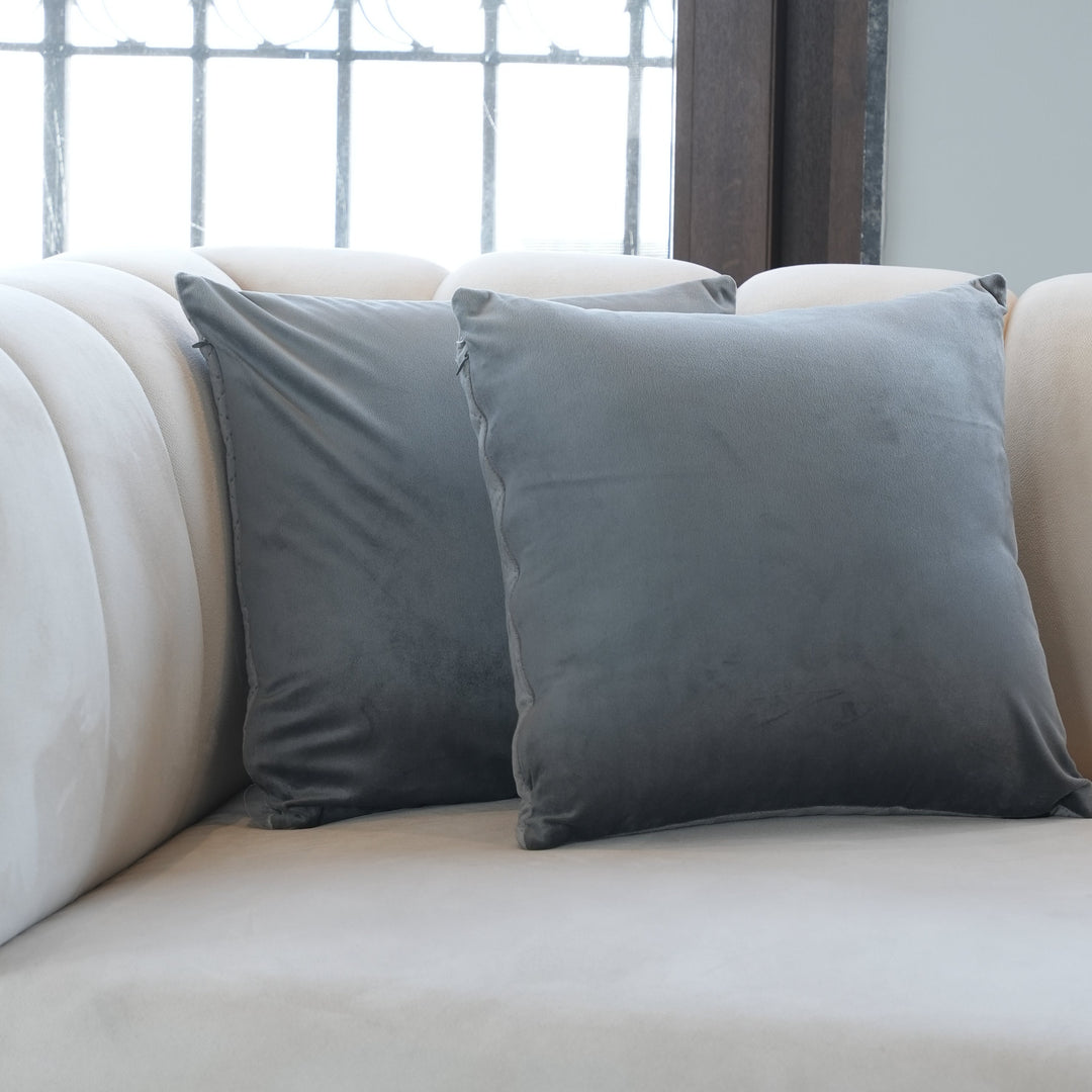 Velvet Cushion Cover In Mist Grey, Set Of 2, 16x16 inch