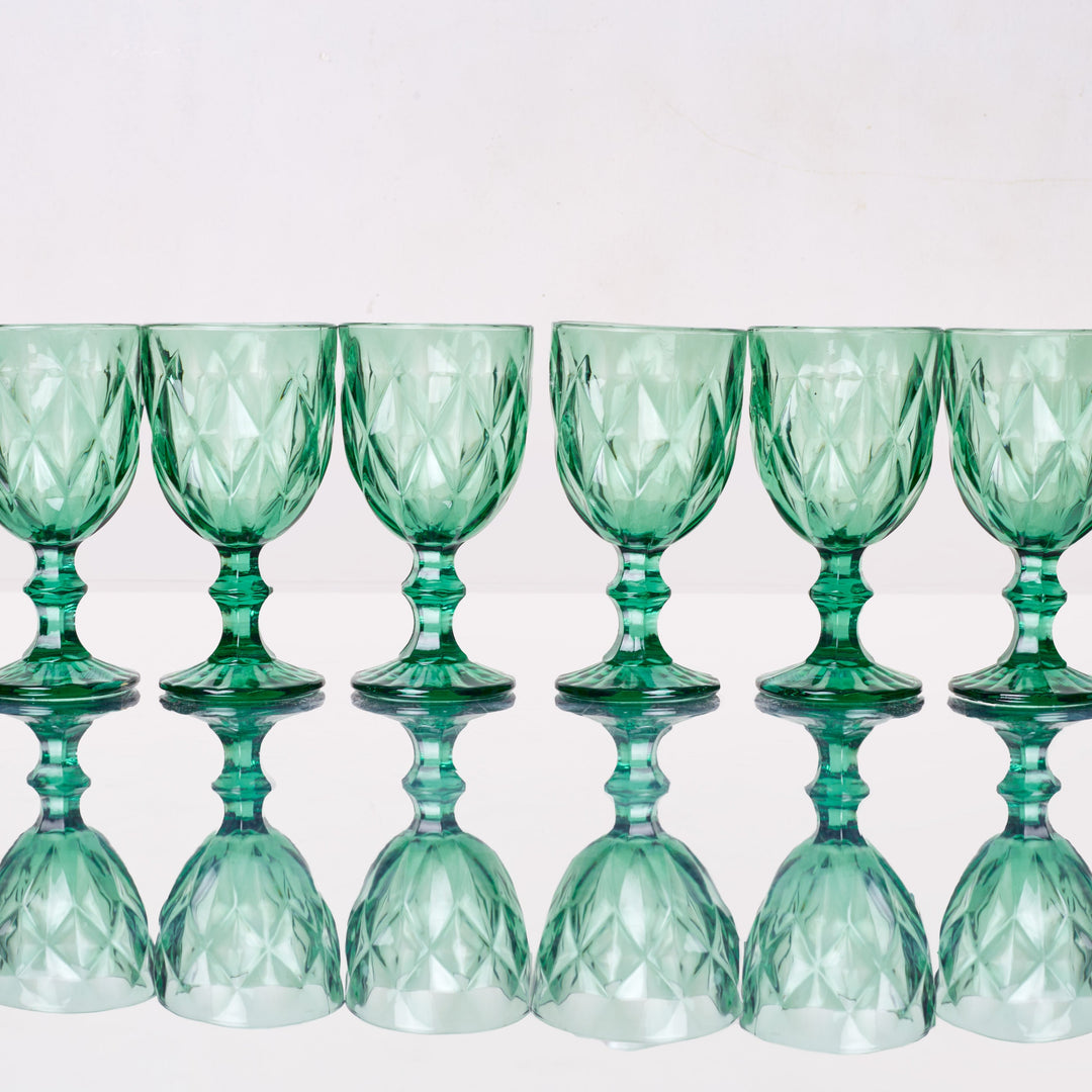 Tinted Luster Glasses, Green, Set of 6