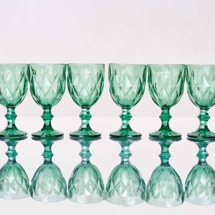 Tinted Luster Glasses, Green, Set of 6