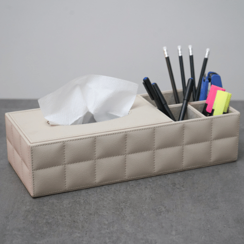 Multi-Purpose Organiser with Tissue Holder, Cream