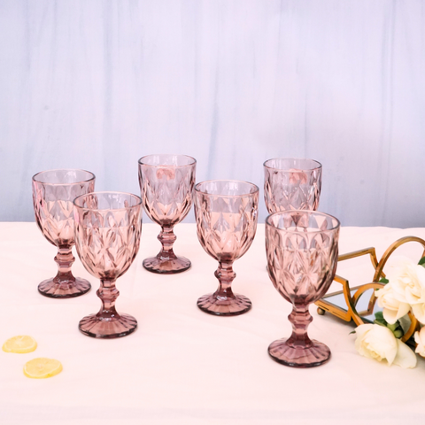 Tinted Luster Glasses, Pink, Set of 6