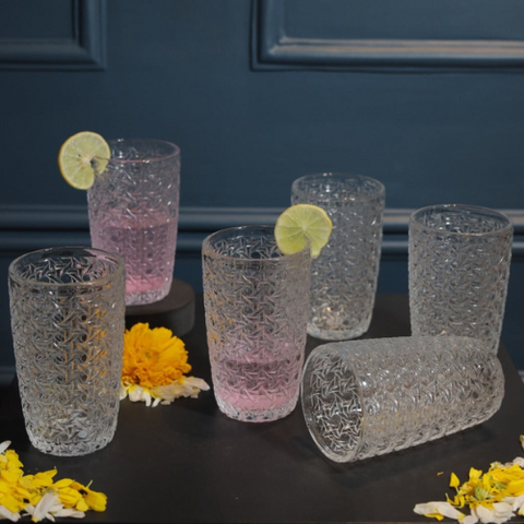 Transparent Tumbler Glasses, Set of 6