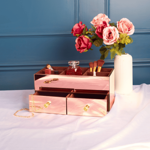 Cosmetic Organiser with Drawers, Rose Gold