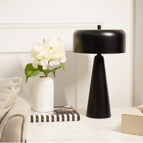 Tapered Table Lamp with Shade, Matte Black