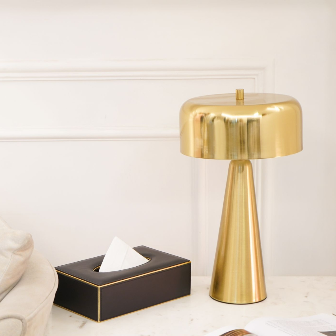 Tapered Table Lamp with Shade, Gold