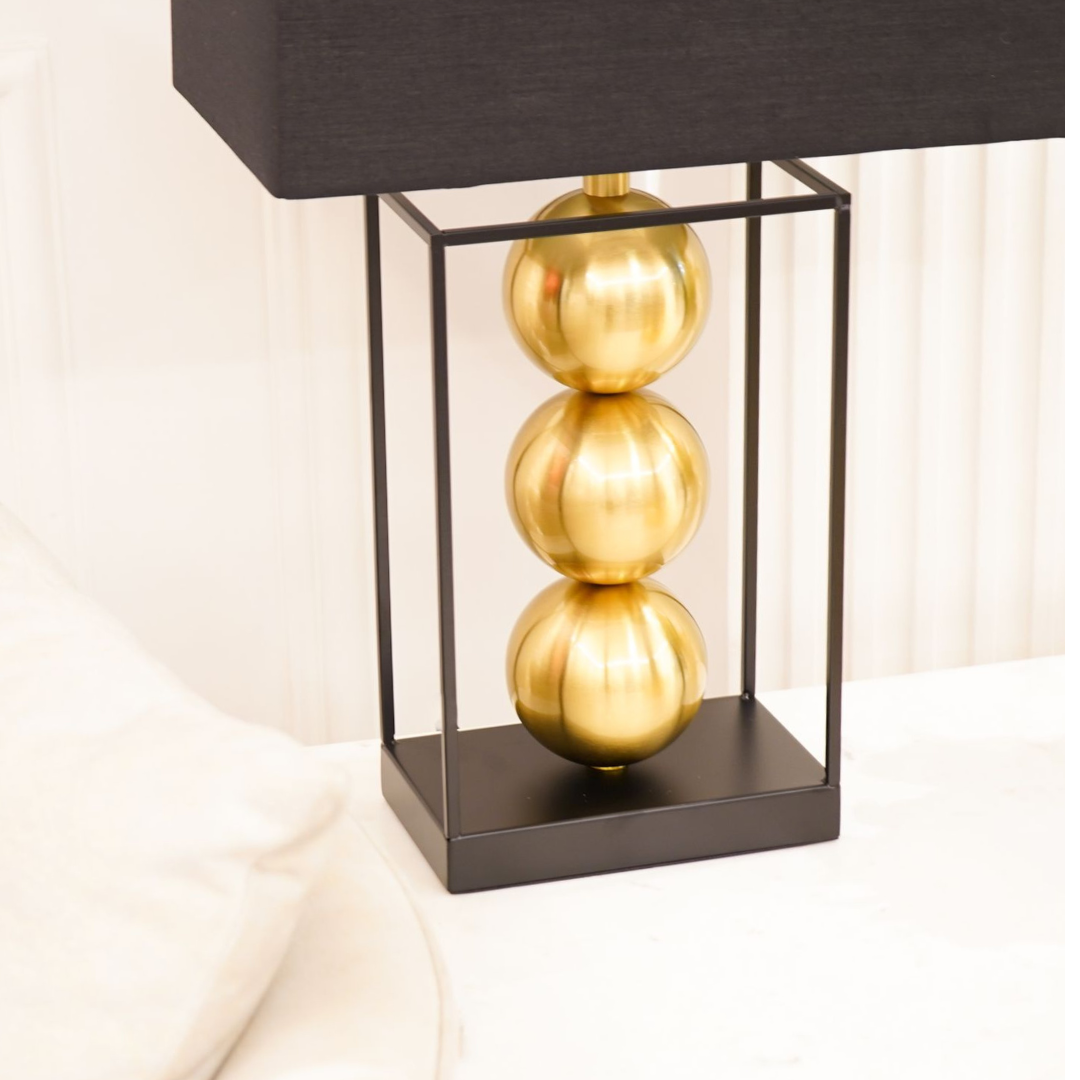 Stacked Spheres Table Lamp with Shade, Gold