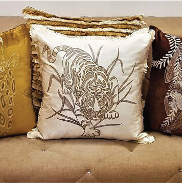 Tigris Beige Cushion Cover 18x18 inch