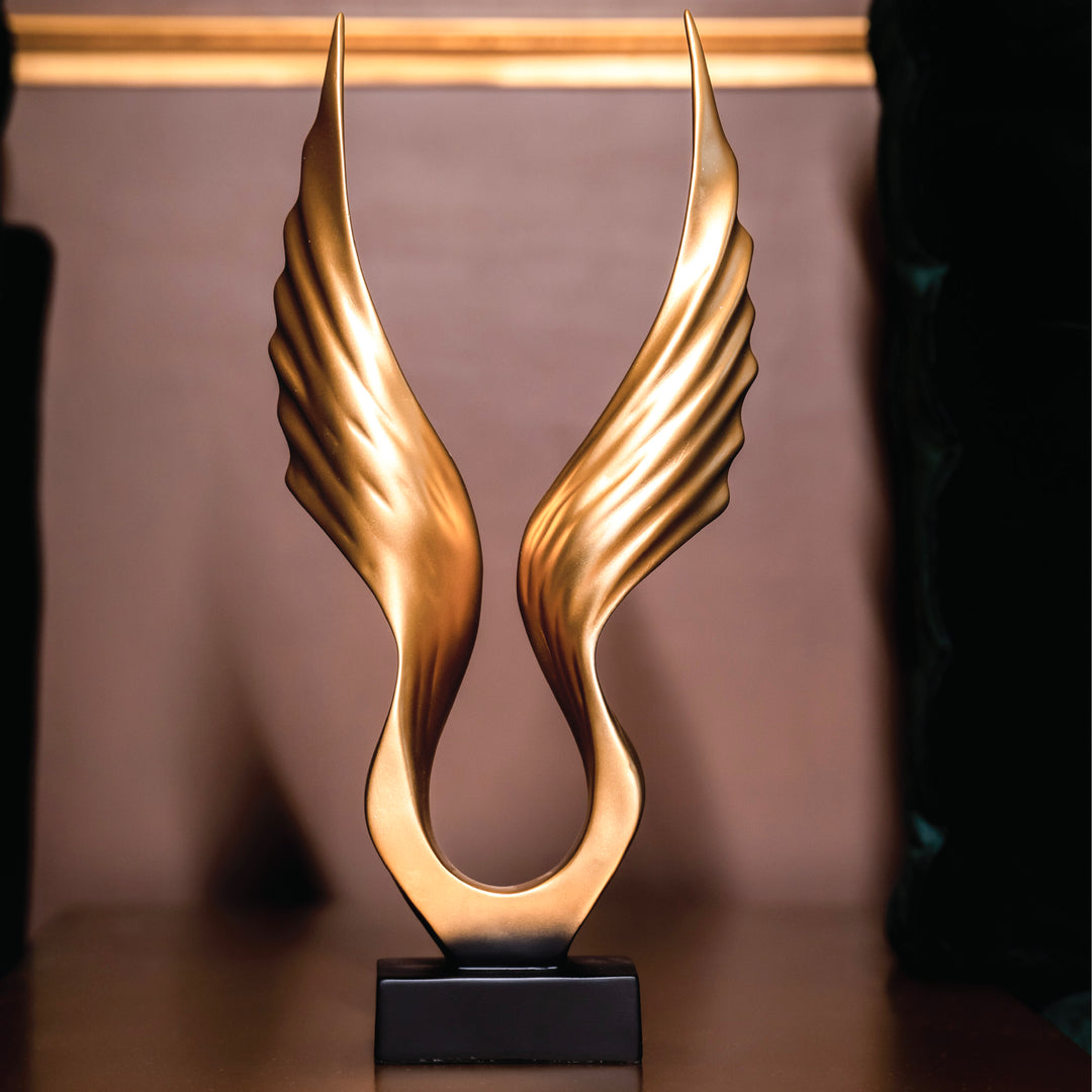 Gold Angel Wings Polyresin Figurine with Base