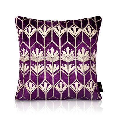 Stoclet Deep Purple Velvet Cushion Cover, 18 x 18 inch