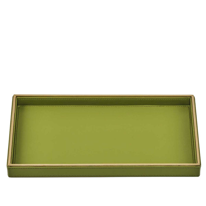 Oblong Serving Tray, Green with Golden Accents