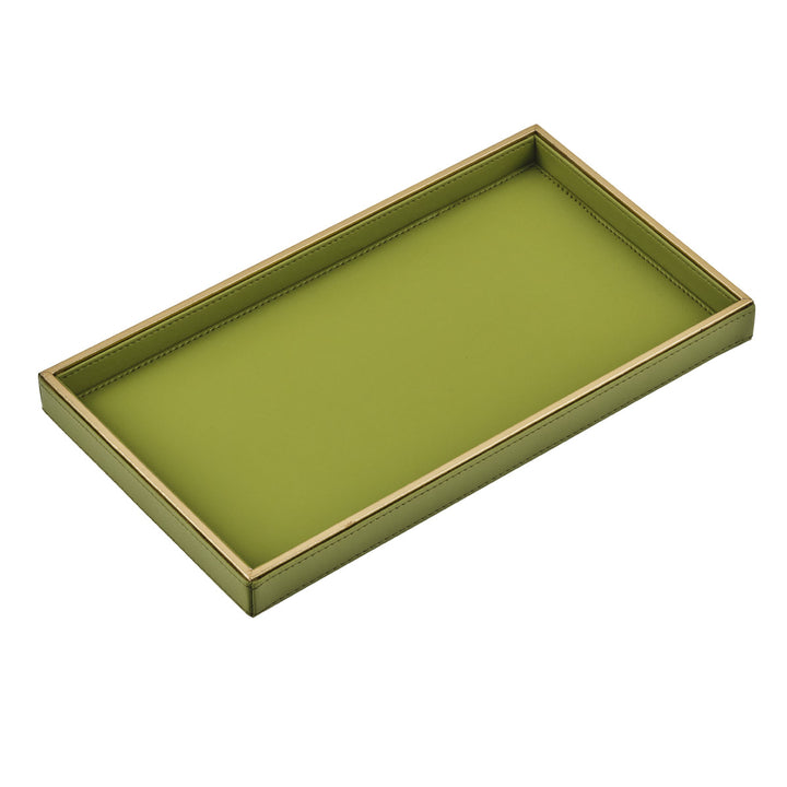 Oblong Serving Tray, Green with Golden Accents