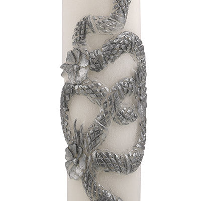 Serpent Pillar Candle Silver