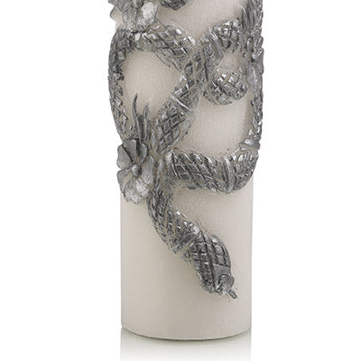 Serpent Pillar Candle Silver