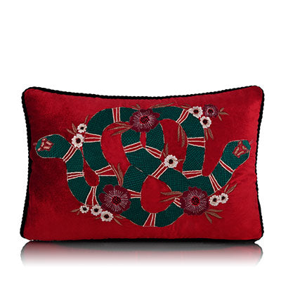 Vermilion Serpent Velvet Cushion Cover 14x20 inch